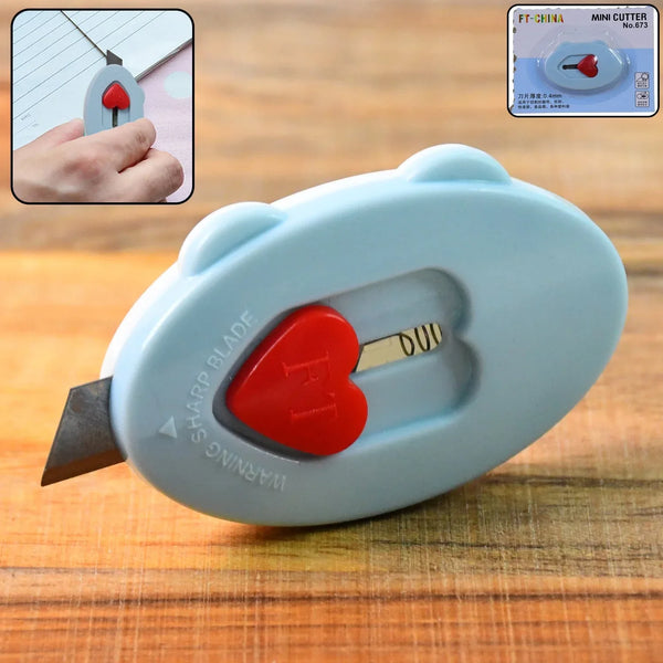 Mini Utility Cutter / Knife with Heart - Shaped Safety Lock (1 Pc) - justgrabit.in | Just Grab It