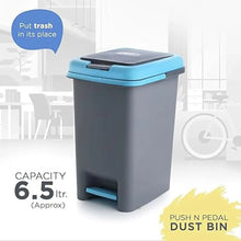 Apex Plastic Push N Pedal Dust Bin | Hands - Free Operation, Compact Design 6.5 Liters (1 Pc / Mix Color) - Justgrabit Inc.