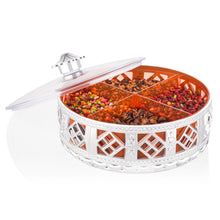 Multipurpose Dry Fruit Box 4 Section Dry Fruit Round Silver Gift Box (1 Pc) - justgrabit.in | Just Grab It