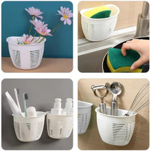 Hanging Plastic Storage Basket, Adhesive Wall Mounted Organizer Box Make Up Holder Shelf Bathroom Wall Basket Punch Free Drain Basket for Kitchen Bathroom, Wall Type Storage Basket (1 Pc) - Justgrabit Inc.