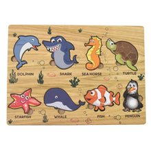 Seawater Animal Wooden Puzzle Learning Educational Board (1 Set) - justgrabit.in | Just Grab It