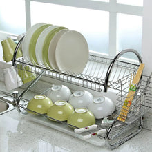 Stainless Steel 2 Layer Kitchen Dish Rack / Plate Cutlery Stand - Justgrabit Inc.