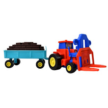 Plastic Tractor Toy Friction Powered Tractor with Bricks Trolley (1 Pc) - justgrabit.in | Just Grab It