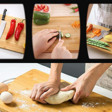 Thick Wooden Bamboo Kitchen Chopping Board with Holder for Fruits & Meat - justgrabit.in | Just Grab It