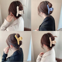 Large Plush Hair Claw Clips, Plastic Fluffy Hair Claw Hair (1 Pc / Mix Color) - justgrabit.in | Just Grab It
