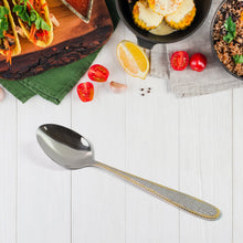 Stainless Steel Gold Bordered Textured Spoons Gold Plated Handle Set of 6 Pc - justgrabit.in | Just Grab It