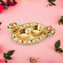 Meenakari Roli–Chawal Pooja Thali - (1 Pc / Mix design) - justgrabit.in | Just Grab It