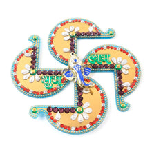 Golden Swastik Shubh Labh Wall Hanging with Ganesh Idol (1 Pc) - Justgrabit Inc.