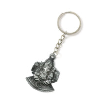 Lord Ganesha Sitting Design Silver Keychain (1 Pc) - justgrabit.in | Just Grab It