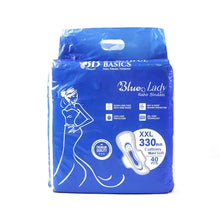 Beautiful Basics Blue Lady Extra Long Pads With Wides Wings Sanitary Pads – 330 mm, 40 - Pack - justgrabit.in | Just Grab It