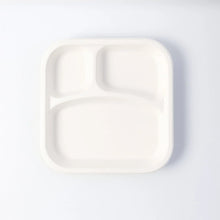 Compostable Bagasse 3 - Compartment Square Meal Plate - justgrabit.in | Just Grab It