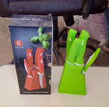 Stainless Steel Knife & Peeler Set with Stand - 6 Pcs - Justgrabit Inc.