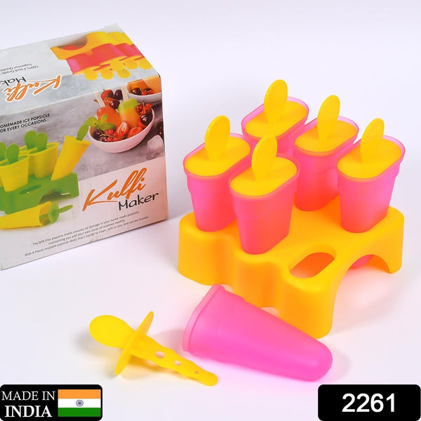 Kulfi Maker Moulds Set Plastic Homemade Kulfi Mould 6pcs Set For Freezer Use - justgrabit.in | Just Grab It