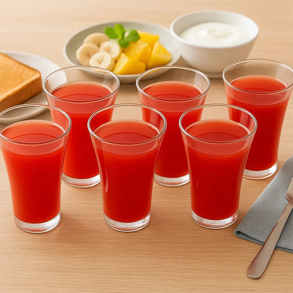 Stylish look Plastic Juicy Glass, Transparent Glasses Set 300ml (6pcs) - Justgrabit Inc.