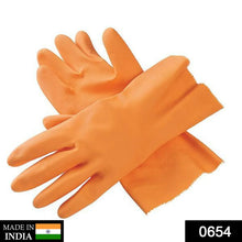 Cut Glove Reusable Rubber Hand Gloves (Orange) - 1 pc - justgrabit.in | Just Grab It