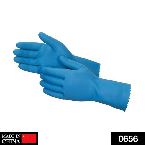 Cut Glove Reusable Rubber Hand Gloves (Blue) - 1 pc - justgrabit.in | Just Grab It