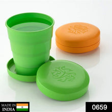 Portable Folding Travel Cup with Lid | Compact Expandable Tumbler for Kids & Camping - justgrabit.in | Just Grab It