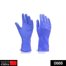 Flock line Reusable Rubber Hand Gloves (Blue) - 1pc - justgrabit.in | Just Grab It