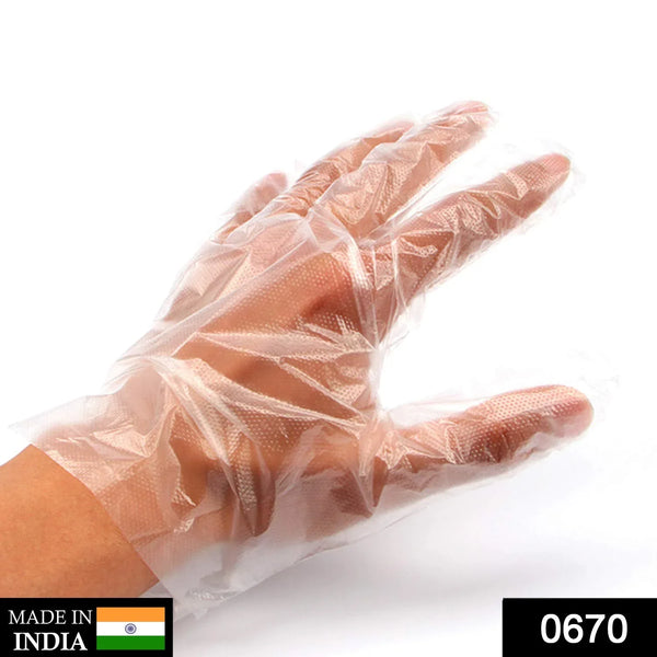 Plastic Transparent Disposable Clear Gloves (White) (100Pc) - Justgrabit Inc.