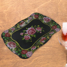 Stainless Steel Serving Tray With Flower Printed Rectangle Premium Dining Table Plate (18 x 8.5 Inch / 1 Pc) - Justgrabit Inc.