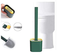 Silicone Toilet Brush with Holder Stand for Bathroom Cleaning - Justgrabit Inc.