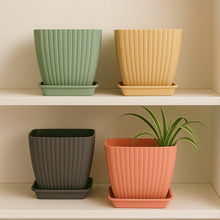 Trendy Square Plastic Flower Pots Set of 5 - justgrabit.in | Just Grab It