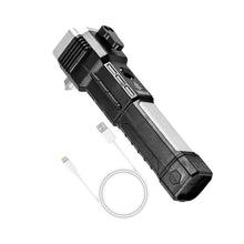 Portable 3w Rechargeable Torch LED Flashlight Long Distance Beam Range, Hammer and Strong Magnets, Window Glass and Seat Belt Cutter 4 Modes for Car Camping Hiking Indoor Outdoor - justgrabit.in | Just Grab It