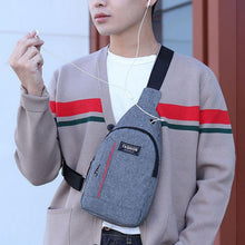 Waterproof Anti - Theft Crossbody Fanny Pack USB Charging & Earphone Hook (Grey/Blue) - justgrabit.in | Just Grab It