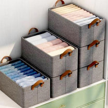 FOLDABLE STORAGE BOX HANDLES, COTTON AND LINEN STORAGE BINS AND BASKETS ORGANIZER FOR NURSERY, CLOSET, BEDROOM, HOME (45 Cm) - Justgrabit Inc.