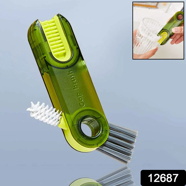 3 - in - 1 Multifunctional Bottle & Cup Cleaning Brush – Lid & Cover Scrubber for Kitchen (1 Pc) - Justgrabit Inc.