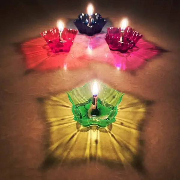 Reflection Diya Combo Plastic Candle Cup with Multi Shape, Diwali (12 Pcs Set) - justgrabit.in | Just Grab It