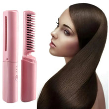 Rechargeable Mini Hair Straightener, Travel Portable USB Charging Cordless Hair Straightener Bursh, Three Temperature Adjustments Flat Iron Comb (1 Pc) - Justgrabit Inc.