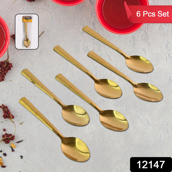 Premium Luxurious Stainless Steel Coated Spoons (6 Pcs Set / Golden) - justgrabit.in | Just Grab It
