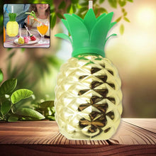 Plastic Pineapple Cups with Straw (1 Pc) - Party Favors, Hawaiian, Beach - Justgrabit Inc.