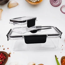 Plastic Kitchen Storage Container Big 800 ML & Small 250 ML with Air Seal Lock Lid & Spoon - Justgrabit Inc.