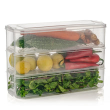 3 Fridge Storage Container, Fridge Organizer with Lid Stackable Fridge Storage Containers Plastic Freezer Storage Containers for Fish, Meat, Vegetables, Fruits, Pack of 3pcs, 1500ML Approx - Justgrabit Inc.