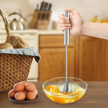Big Stainless Steel Egg Whisk, Hand Push Rotary Whisk Blender (1 Pc / 35 Cm) - justgrabit.in | Just Grab It