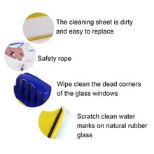 Magnetic Glass Cleaner (1 Pc): Square, Double - Sided Wiper, 2 Extra Pads - Justgrabit Inc.
