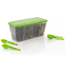 Kitchen Airtight 4 - Section Storage Container / Pickle Jar with 4 Spoons (1 Pc / Mix Color) - Justgrabit Inc.