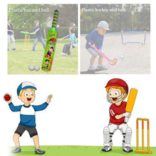 Combo of Light Weight Plastic Bat, Ball & Hockey for Kids, Boys, Indoor, Outdoor Play - Justgrabit Inc.