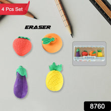 Mini Cute Veg & Fruit Erasers – 3D Colorful Eraser Set for Kids (4 Pc) - Justgrabit Inc.