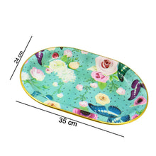 Big Plastic Flower Printed Design Serving Tray (1 Pc / 35 x 24 CM / Mix Color) - justgrabit.in | Just Grab It