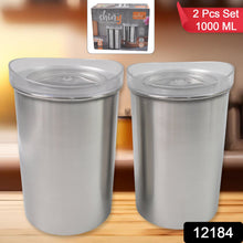Stainless Steel Airtight Containers with See Through Lid (2 Pc Set / 1000 ML) - justgrabit.in | Just Grab It