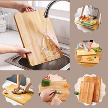 Thick Wooden Bamboo Kitchen Chopping Board with Holder for Fruits & Meat - justgrabit.in | Just Grab It