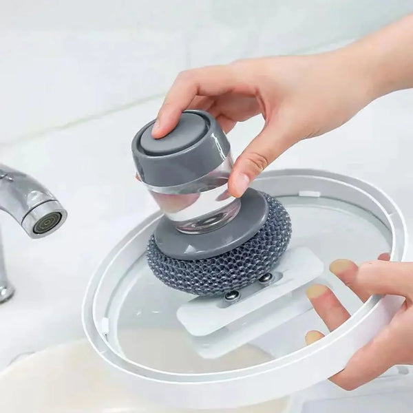 Soap Dispensing Dish Brush (1 Pc): Palm Brush, Kitchen Cleaning - Justgrabit Inc.