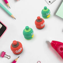 2 - in - 1 3D Cold Drink Bottle Shape Rubber Pencil Sharpener and Eraser Set, Stationery for Kids School Boys Girls, Birthday Return Gifts (1 Pc ) - Justgrabit Inc.