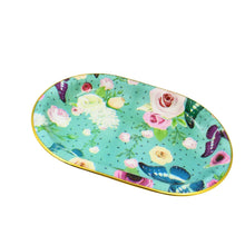 Big Plastic Flower Printed Design Serving Tray (1 Pc / 35 x 24 CM / Mix Color) - justgrabit.in | Just Grab It