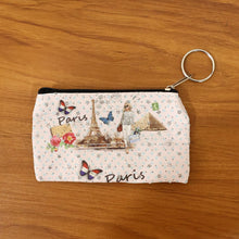 Small Paris Print Zipper Coin & Stationery Pouch (1 Pc) - justgrabit.in | Just Grab It