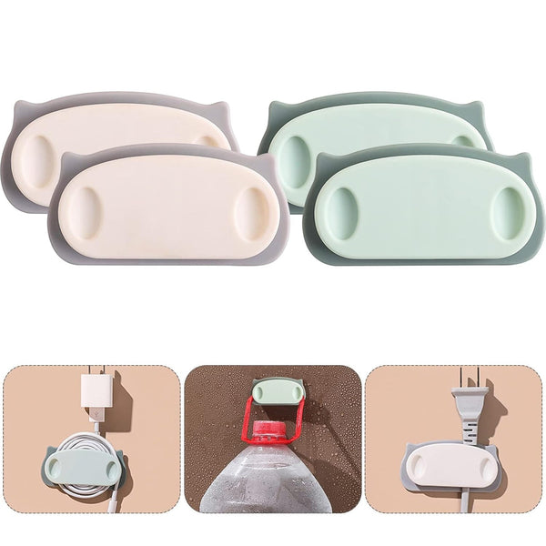 Pig Plug Wire Organizer Cable Holder Clips with Self - Adhesive Pad (4 Pcs Set) - justgrabit.in | Just Grab It