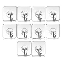 Self Adhesive Transparent Sticky Plastic & Stainless Steel Wall Hooks (10 Pcs Set) - justgrabit.in | Just Grab It
